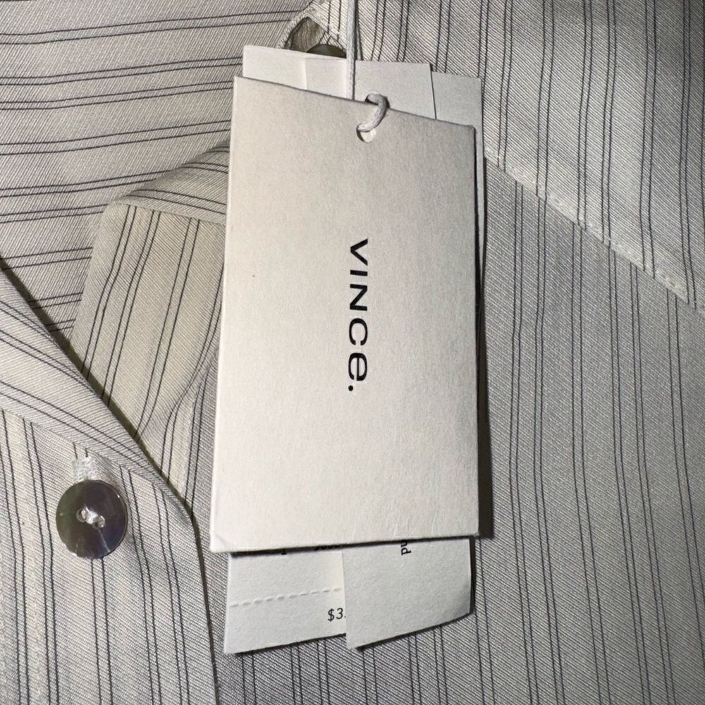Vince Dress Shirt Pin Stripe Button Down Men’s Bone Color Off White Ivory NWT - Picture 4 of 5